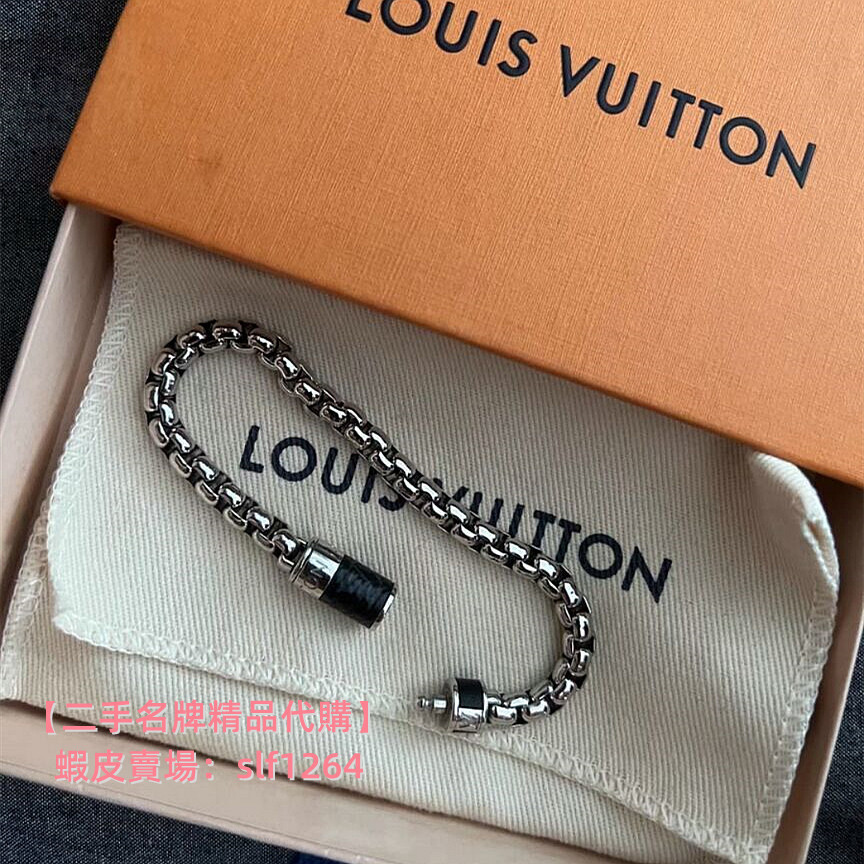 二手精品 LV 路易威登 MONOGRAM CHAIN 手鏈 經典爆款 M63107 男生手鏈 男女同款