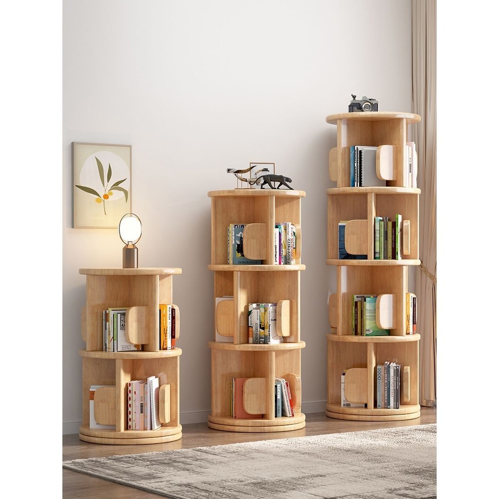 落地書架 木書架 展示書架 旋轉書架 旋轉書櫃 實木書架 可旋轉360度收納置物架 可移動簡易兒童書櫃