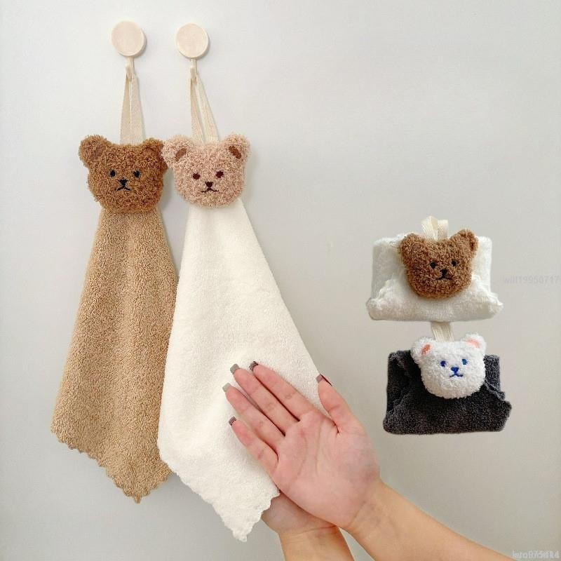 ⚡擦手巾 吸水布 掛式擦手巾 小方巾 衛生間浴室廚房速乾擦手布手帕毛巾 小熊擦手巾