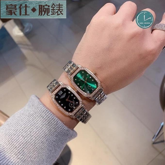 高端 浪琴 LONGINES優雅系列 時尚晶鑽玫瑰金方形手錶腕錶石英女錶 直徑31mm 寬23mm