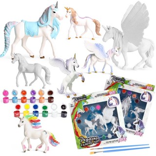 ✨甄選新品✨兒童diy塗色動物模型玩具 西方神話傳說白胚彩繪獨角獸飛馬白模 兒童認知啟蒙玩具 蒙特梭利教具h6🎇x6