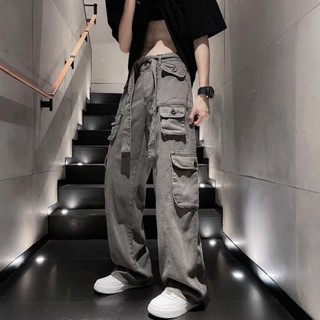 Blie 工裝褲男 褲子 長褲男 休閒褲美式高街多口袋復古工裝褲男寬松直筒休閑褲帥氣潮牌垂感闊腿褲子