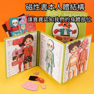 臺灣出貨︱兒童早敎益智書 磁性 繪本 男女孩身體結構認知拚圖 蔬菜水果認知 人體構造拚闆 學校 敎具 玩具