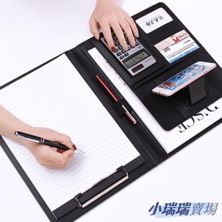 ✨臺灣發貨+統編✨檔案夾 多功能a4定製開單本寫字夾板文具皮質 銷售經理夾談單本室內設計師量房本商務 檔案夾 板辦公用品