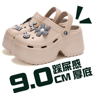 免運實拍💯 洞洞鞋 拖鞋 沙灘洞洞鞋 防滑防水洞洞鞋 增高洞洞鞋 厚底洞洞鞋 外穿洞洞鞋 爆款增高9cm學生包頭厚底沙