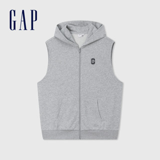 Gap 男裝 Logo無袖連帽外套-灰色(637168)
