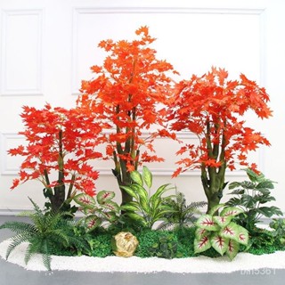 11免運 裝飾 朔料花 裝飾 大型模擬綠植造景組閤室內樓梯下假植物盆栽樣闆房售樓處景觀裝飾 G9YU