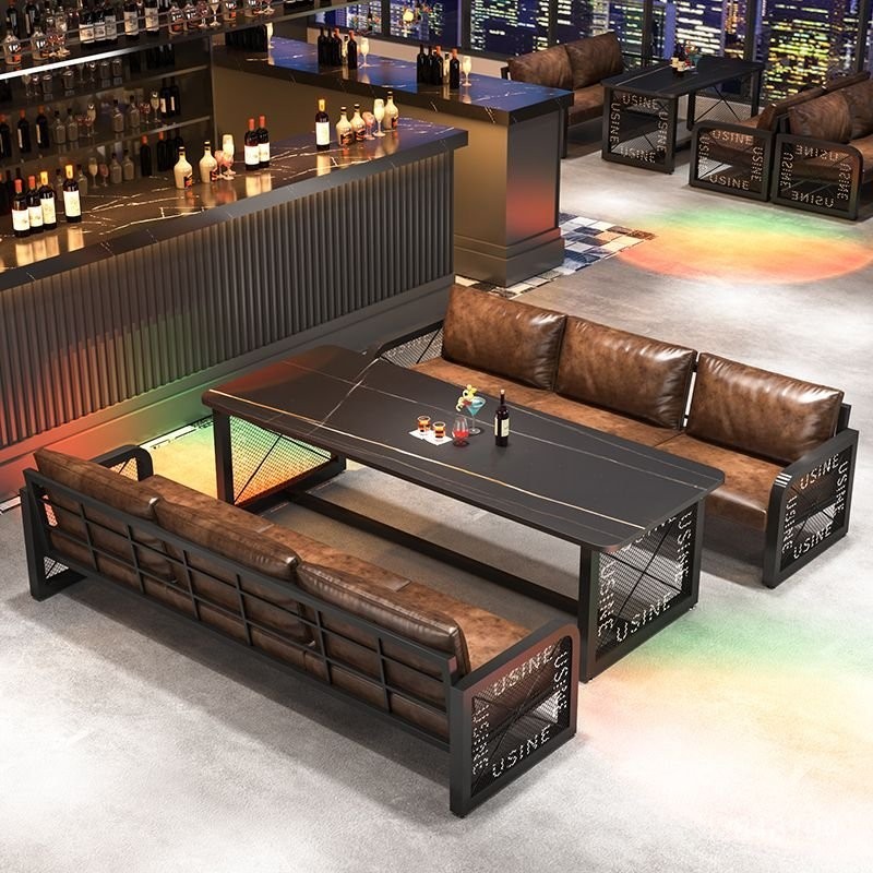 【含稅免運】撞球館沙發 輕奢撞球沙發觀球椅 撞球館設備 沙髮卡座工業風餐廳酒吧桌椅組閤商用清吧燒烤店火鍋店U型L型接待