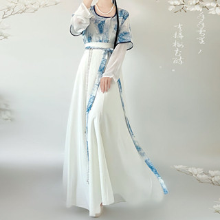 【熱賣COS】慕夏原創【小唐風】唐制漢服印花唐褙子夏內搭圓領衫八破裙日常套