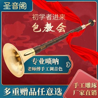 【合法經營】紅木黑檀木烏木嗩吶樂器全套初學者成人入門D調民族中號吹奏喇叭