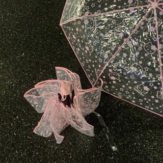 賣場限時下殺、滿天HelloKitty凱蒂貓透明雨傘折疊全自動三折便攜加厚抗風女學生