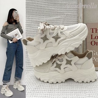 Cinderella 老爹鞋顯小腳女春秋ins透氣顯瘦增高港風運動鞋 女鞋 百搭不纍腳 運動鞋 增高鞋 休閒鞋 厚底鞋