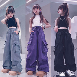Mimo⭐男女兒童春裝工裝褲高階休閒街舞運動百搭寬鬆緊腰長褲子