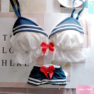 YES服飾 ins韓系 情趣內衣 性感內衣 日系 日系蘿莉海軍學院風甜美少女內衣套裝無鋼圈三角杯軟妹文胸套裝JK