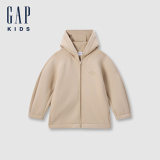 Gap 兒童裝 Logo連帽外套 空氣三明治系列(1-14歲)-淺卡其(642629)