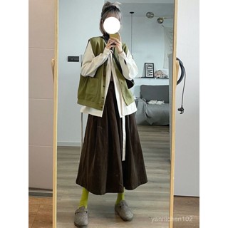 點心喵 森系穿搭 日系森林系 日系穿搭 森林系 日系女裝 日系小眾個性簡約外穿馬甲女學生新款秋季複古半身裙休閒襯衫套裝