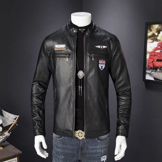 新款春秋男士機車皮衣韓版修身立領皮夾克帥氣男裝青年衣服外套潮 外套男 飛行外套 防風外套 男生外套 機車外套 夾克外套
