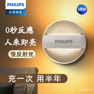 飛利浦小夜燈 充電插電兩用 小夜燈 led 小夜燈可愛 人體感應 燈充電床頭燈兒童房傢用房間臥室睡眠燈柔光 KK46