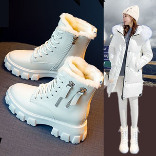 💕洋洋鞋店💕雪地靴 馬丁靴 加絨保暖靴子 馬丁靴女鞋子新款韓版加絨秋冬高幫棉鞋女靴子高跟中筒靴ins 厚底短靴 女生靴子