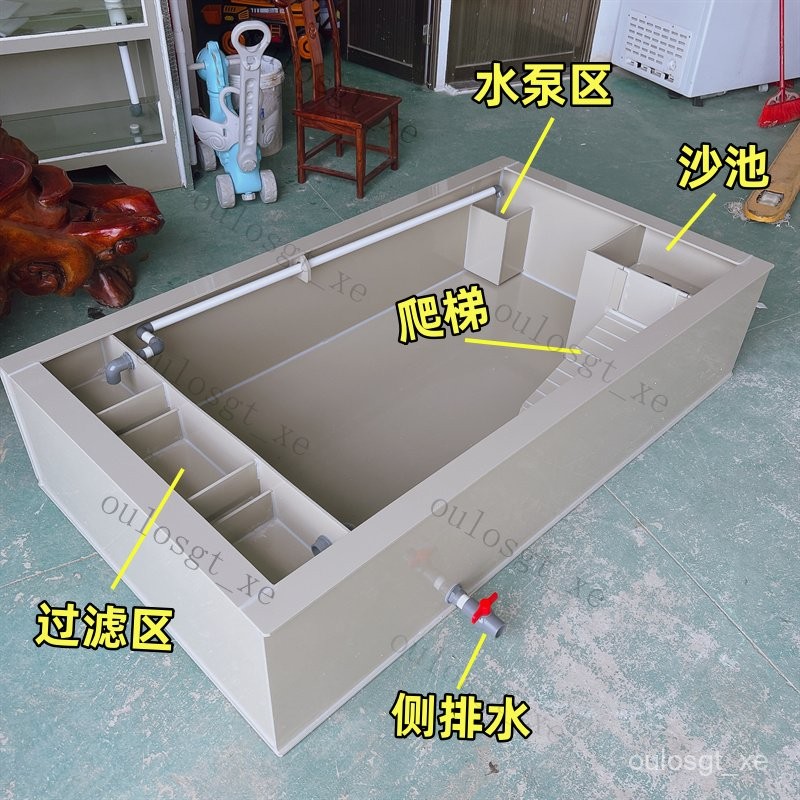 免運熱賣✨PP塑料大型養殖烏龜箱種龜池別墅生態龜箱凈水循環過濾龜缸帶曬臺