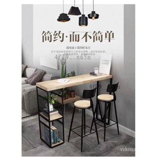 【限時免運 含稅】實木隔斷小吧臺桌 陽臺家用餐桌 靠墻桌 高腳桌 北歐原木灰色長條桌 靠墻咖啡廳奶茶店置物桌