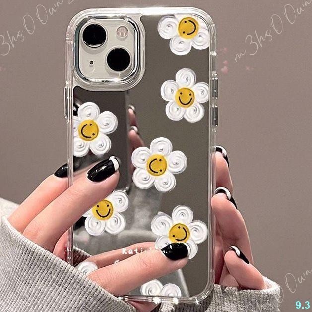 微笑花朵適用於iphone16promax/15/14/13/12/11/XR/XS/7/8P手機殼保護殼鏡面