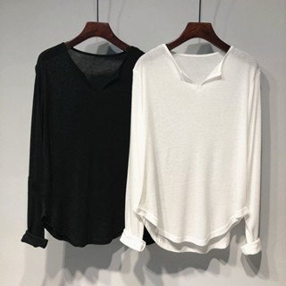 【品質瑜珈服】素色V領運動佔山寬鬆透氣素色運動上衣女秋季薄款寬鬆垂墜感遮屁中長款健身運動長袖T恤瑜伽罩衫1203