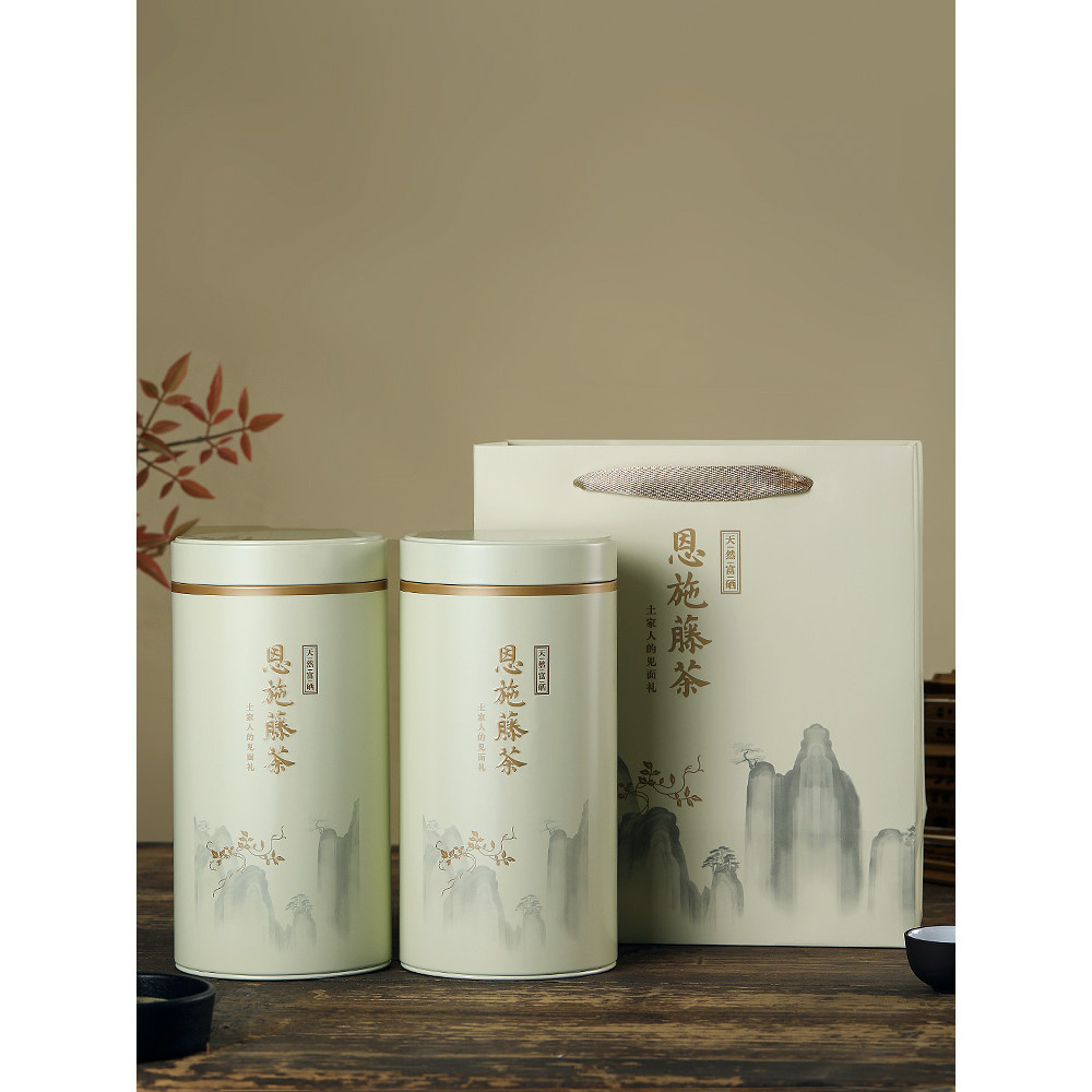 【全場客製化】 恩施藤茶茶葉罐張家界莓茶永順黴茶茶葉禮盒裝空盒馬口鐵空罐客製
