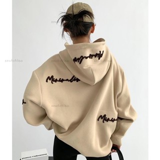 高品質🎀潮牌刺繡連帽大學T女設計感ins炸街外套 oversize寬鬆外套 大學T 韓版 衛衣上衣 寬鬆長袖衛衣