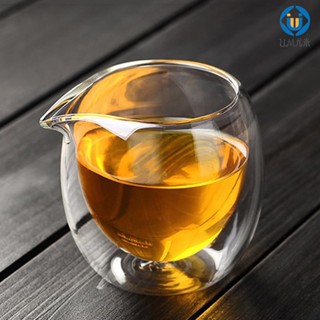🚛臺灣發出🚛玻璃公道杯 加厚茶杯 ins 透明 耐熱 防燙 簡約 200ml雙層玻璃杯造型 U.MI443
