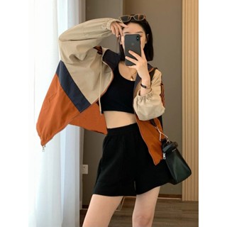 【Sweet Oversize】防曬薄款外套夏季新款2024年輕寬鬆拚接撞色運動小個子連帽衝鋒衣