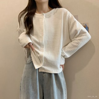 【臺灣出貨】大碼 坑條設計感開衫長袖 T恤女 2025秋季新款 寬鬆顯瘦時尚上衣女ins