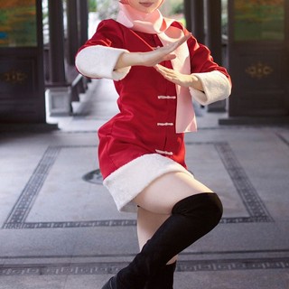 蝦皮最低價🔥銀魂 GINTAMA 神樂cos服 冬裝 聖誕紅色套裝 女生服裝 神樂角色扮演服 聚脂釺維 滌綸面料