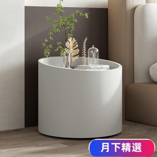 免運【新品】可開發票意式極簡奶油風實木烤漆臥室床頭櫃現代簡約圓筒櫃小型收納櫃北歐YX01