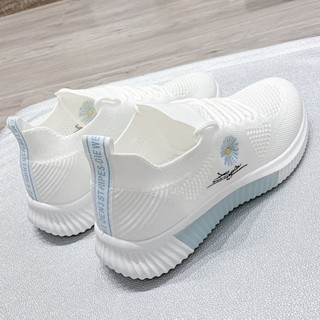 [熱銷 出貨++健步鞋 女] 健步鞋2023新款夏季女鞋飛織網麵運動小白鞋透氣百搭休閒鞋女軟底跑步鞋