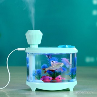 熱賣爆款迷你USB魚缸加濕器家用空調房臥室靜音魚缸燈加濕微景觀大容量