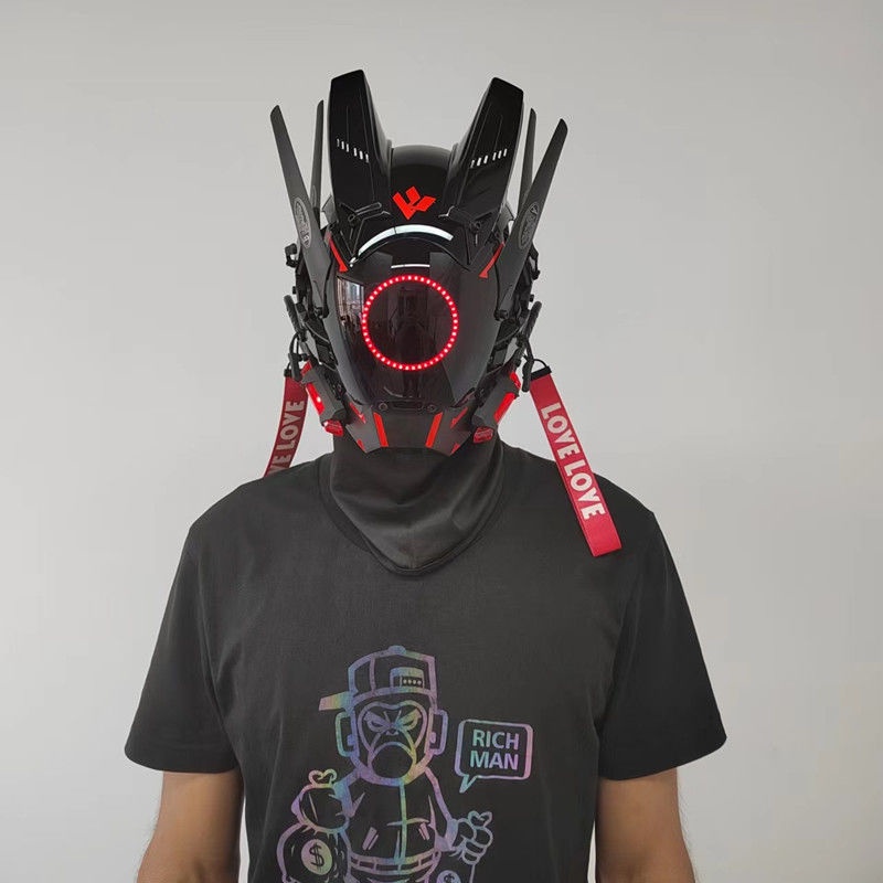 kiki賽博朋克面具cos機甲械科技感吃雞野戰酒吧戰術頭盔兒童搞笑面罩