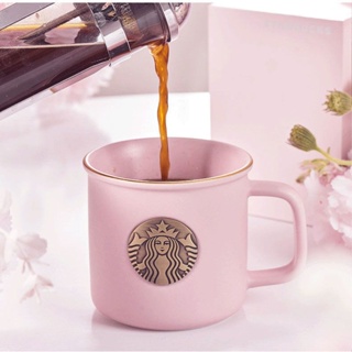 ◐△❁星巴克杯子粉色款美人魚陶瓷水杯情侶大容量咖啡杯簡約早餐馬克杯馬克杯收藏水杯