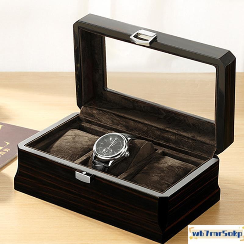 手錶盒 飾品盒 手錶收納盒 手錶收納 手錶收納包 收藏盒 手錶盒收納盒木質歐式傢用簡約複古天窗手錶展示盒收藏盒3格錶位