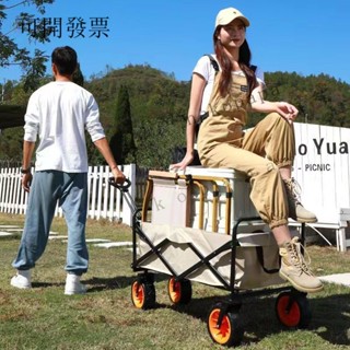 【輕便易攜帶】免稅露營車擺攤地攤小推車拉貨專用取快遞可折疊手推車營地戶外野餐車 U6G1