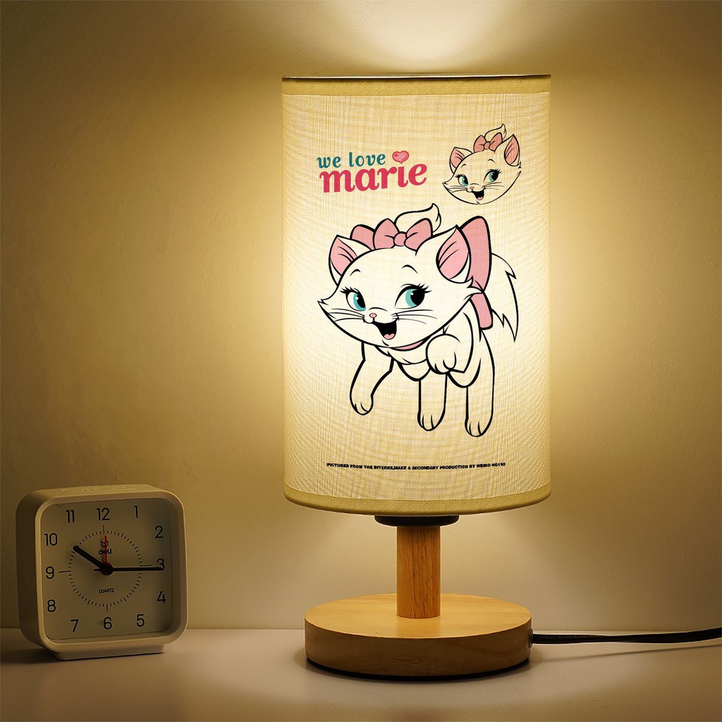 秒殺❥少女心粉色系床頭燈瑪麗貓臥室裝飾擺件小臺燈可調光卡通可愛夜燈