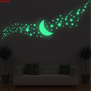 ❤❤星星月亮夜光墻貼兒童房間墻面創意貼紙墻頂自粘發光星空熒光貼畫