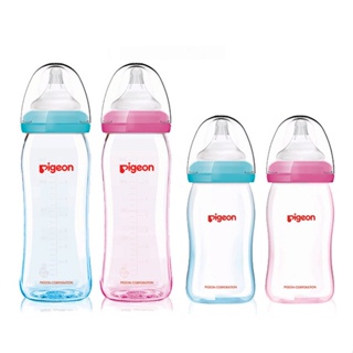 貝親 Pigeon 矽膠護層寬口母乳實感玻璃奶瓶(160ml/240ml)【甜蜜家族】