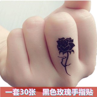 【紐曼小圖案紋身貼】699免運 黑色玫瑰花紋身貼防水女持久模擬手指上小圖案洗不掉的遮疤痕貼紙