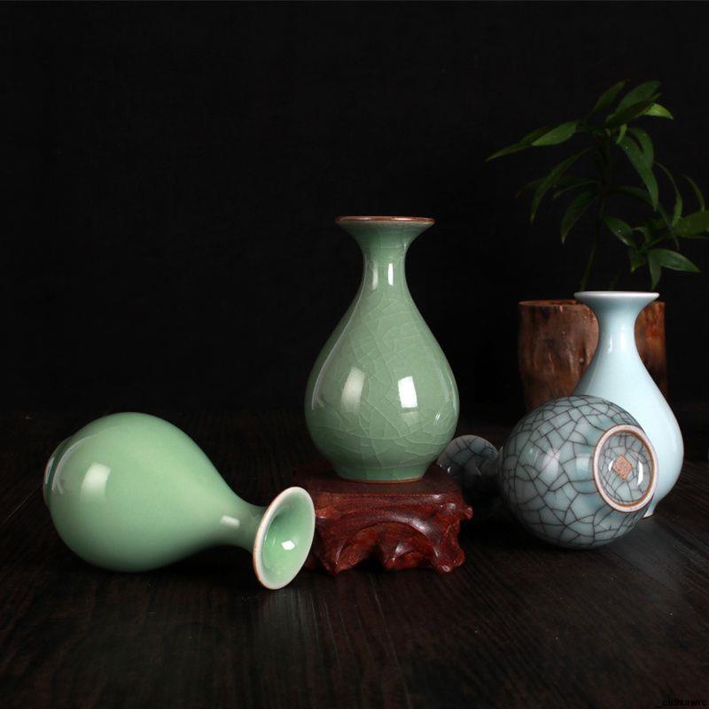 高檔仿古#中式窯變瓷裂紋釉碎瓷陶瓷花瓶玉壺春瓷瓶瓷器裝飾品擺件沁藝青瓷