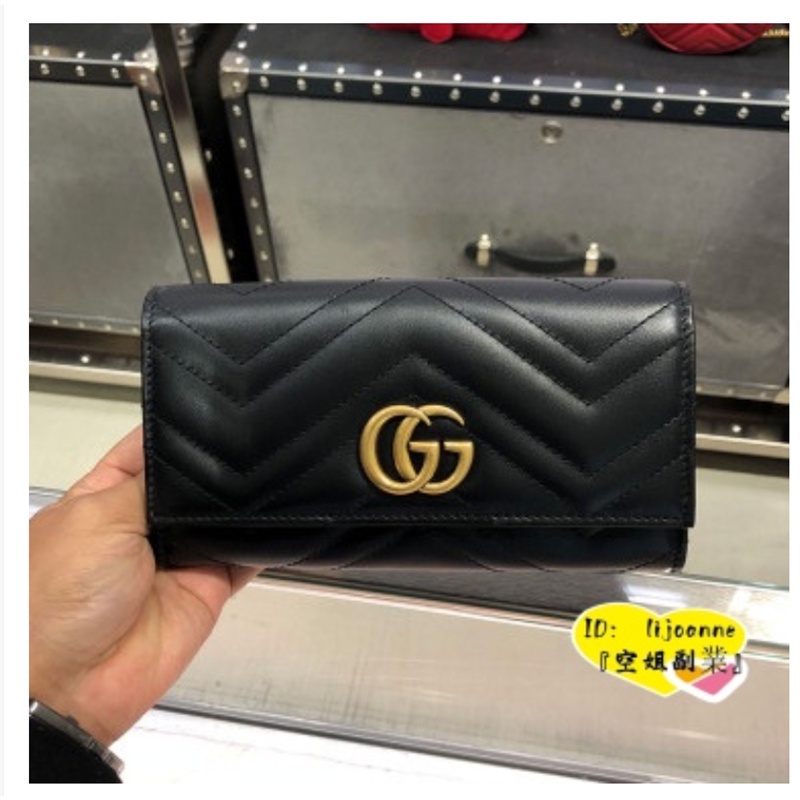 古馳 Gucci GG Marmont 443436 翻蓋扣式長夾 皮夾 錢夾 錢夾 手拿包 專櫃全新