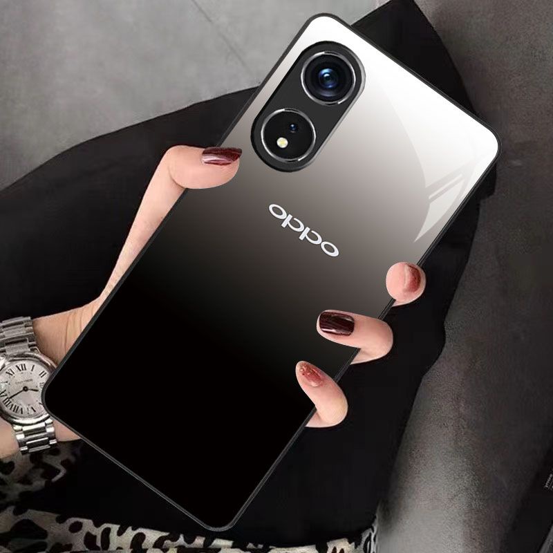 OPPO A78 5G手機殼耐臟玻璃A57/A77全包式原標LOGO標志A74簡約時尚A73