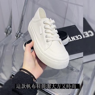秋季 小白鞋 女鞋 百搭 平底 帆布鞋 一腳蹬 純白 布鞋 配裙子 透氣款