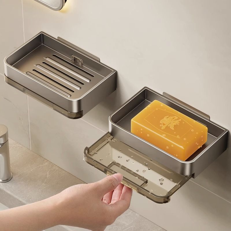 不鏽鋼肥皂架肥皂架衛生間壁掛式肥皂盒免打孔雙層肥皂瀝水盒傢用浴室墻上香皂置物架 EP2I