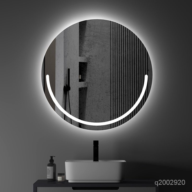【免運110V電壓】智能鏡藝術圓鏡鏡 LED燈 三色光 化妝鏡 浴室鏡 除霧鏡 化妝鏡